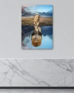 Aslan Yavrusu ve Yansıması Temperli Cam Tablo - Görsel 4