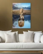 Aslan Yavrusu ve Yansıması Temperli Cam Tablo - Görsel 5