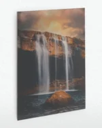 Gün Batımında Şelale Manzarası Temperli Cam Tablo