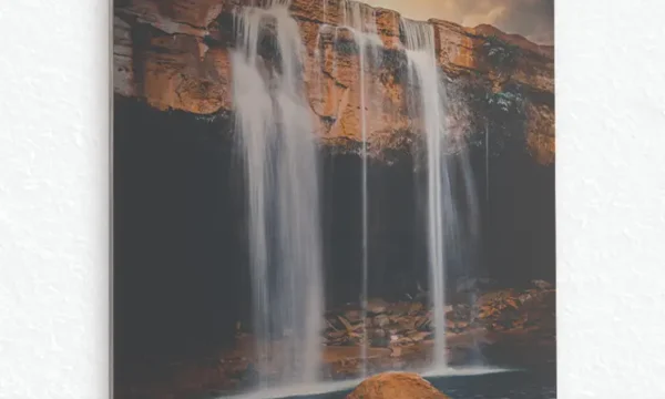 Gün Batımında Şelale Manzarası Temperli Cam Tablo