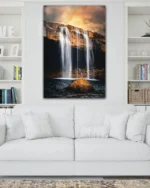 Gün Batımında Şelale Manzarası Temperli Cam Tablo - Görsel 2