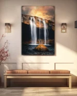 Gün Batımında Şelale Manzarası Temperli Cam Tablo - Görsel 3