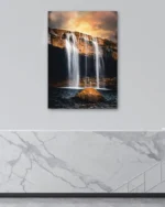 Gün Batımında Şelale Manzarası Temperli Cam Tablo - Görsel 4