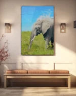Afrika Savanasında Fil Temperli Cam Tablo - Görsel 3